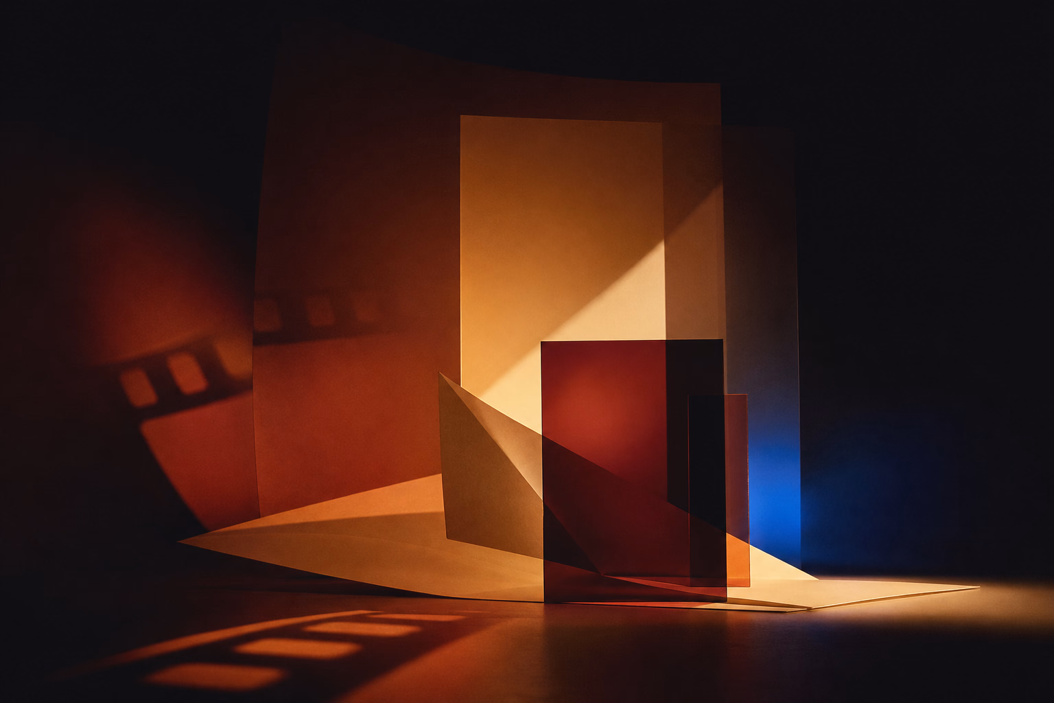 Editorial campaign art built from warm light and translucent forms